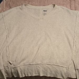 SO Women's V-Neck Sweater in Cream